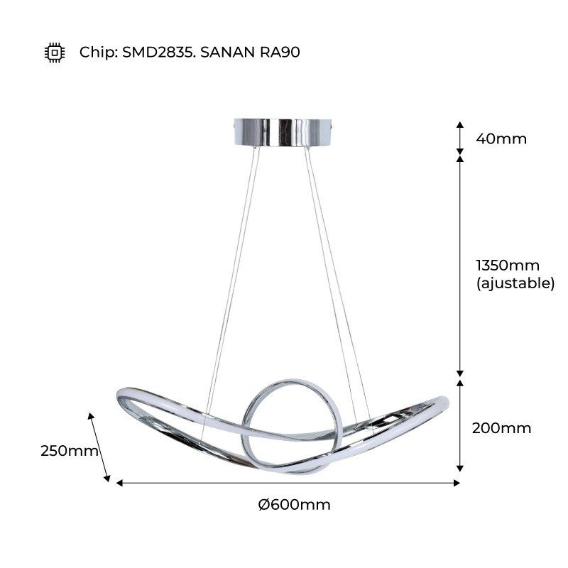 Suspension LED modulable 34 W "Loren" Gamme Hollywood Suspension LED modulable 34 W "Loren" Gamme Hollywood