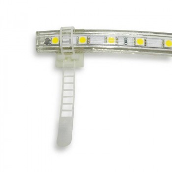 Bride plastique pour rubans et tuyaux LED avec base adhésive 3M Bride plastique pour rubans et tuyaux LED avec base adhésive 3M