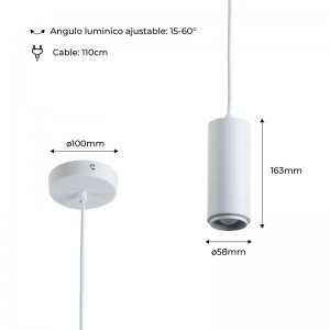 Suspension avec angle d'éclairage réglable 8W 2800K