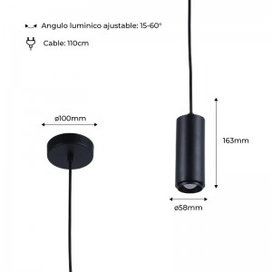 Suspension avec angle d'éclairage réglable 8W 2800K