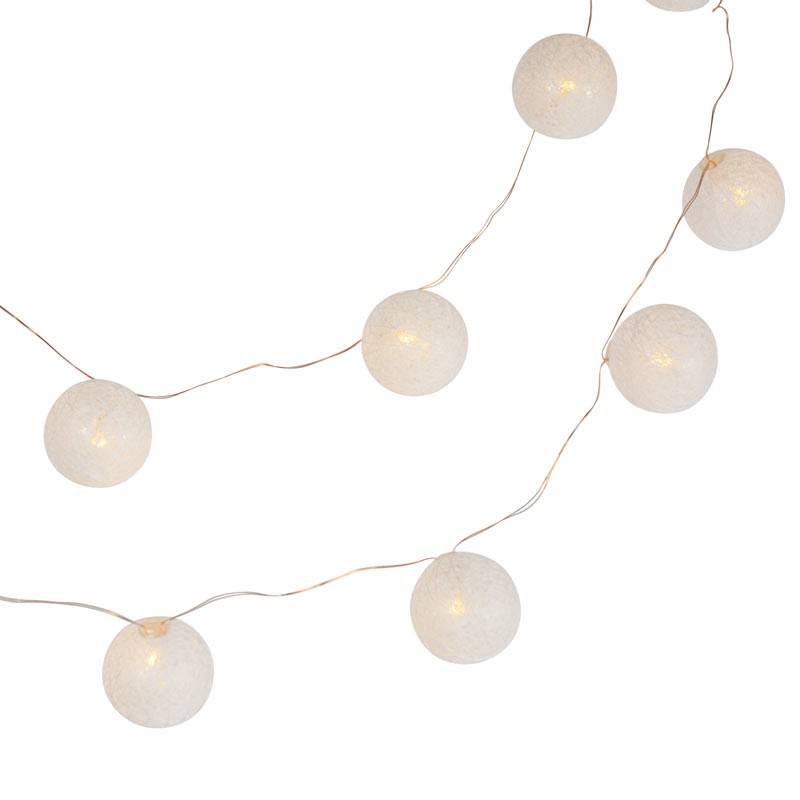 Guirlande LED boules en coton