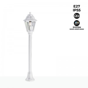 Lampadaire "Mizar/Anna" E27 CCT IP55 en blanc