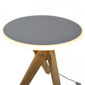 Table lumineuse LED en bois avec plateau en méthacrylate