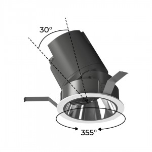 Spot LED encastrable ajustable 12W COB IP54 faible UGR