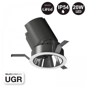 Spot LED encastrable ajustable 20W COB IP54 faible UGR
