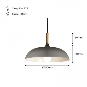 Suspension moderne ronde en bois "MELA" E27