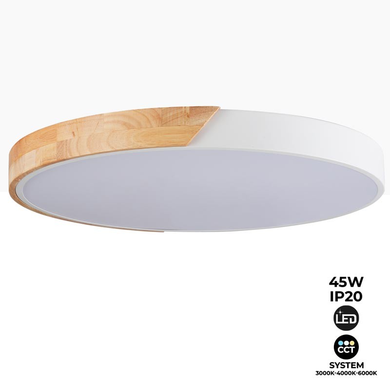 Plafonnier LED circulaire en bois 45W CCT ø508x50mm