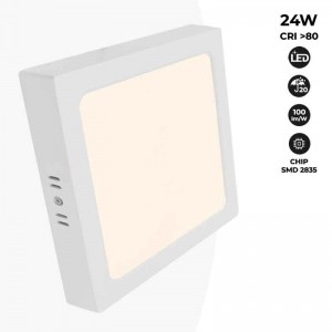 Plafonnier carré à LEDs en saillie 24W Haute Efficacité