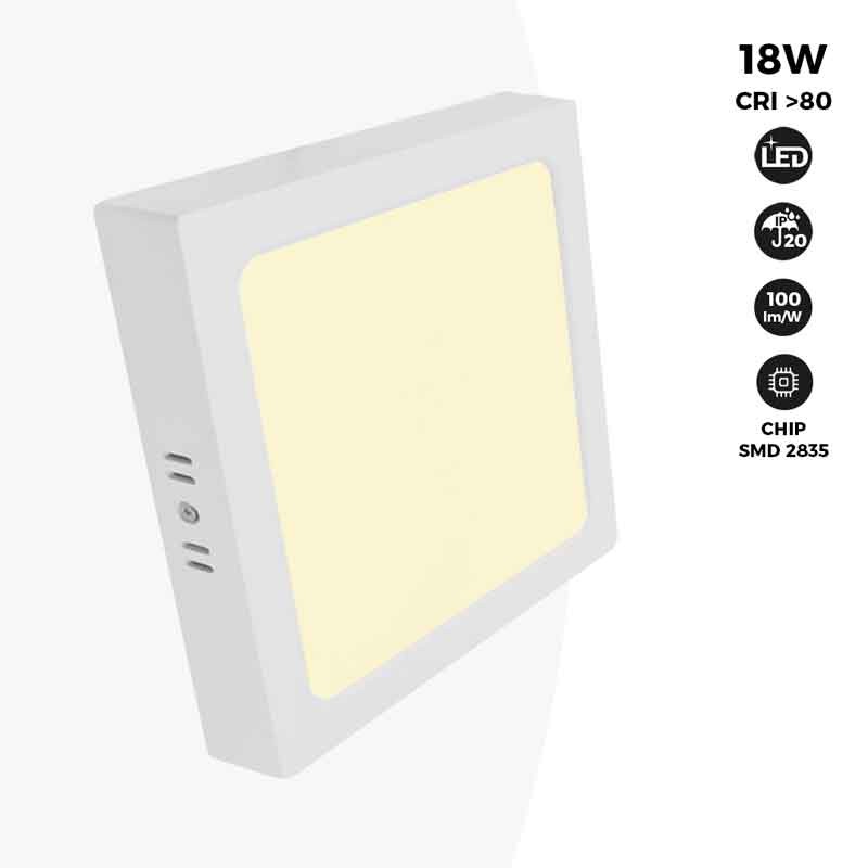 Plafonnier LED carré 18W