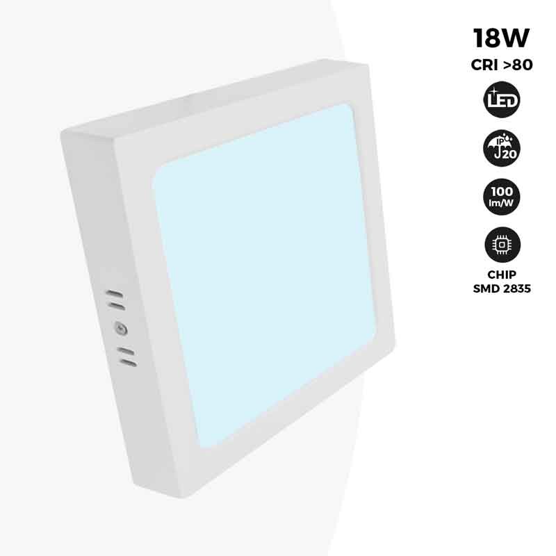 Plafonnier LED carré 18W