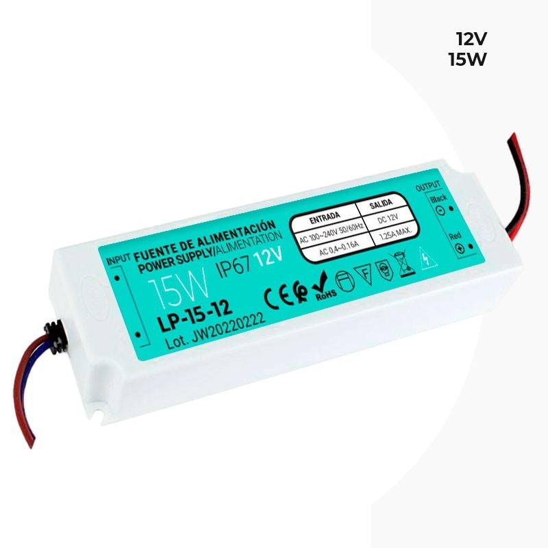 IP67 étanche Alimentation électrique 12V 15W