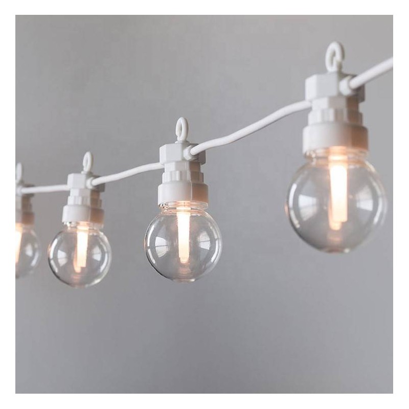 Guirlande LED câble blanc 10 ampoules LED 3000ºK - 8 mètres