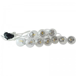 Guirlande LED câble blanc 10 ampoules LED 3000ºK - 8 mètres