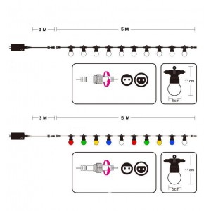 Guirlande LED câble blanc 10 ampoules LED 3000ºK - 8 mètres