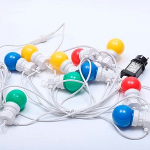 Guirlande multicolore à LEDs, câblage blanc avec 10 ampoules à