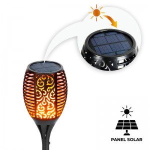 Flambeau solaire LED avec ampoule effet feu