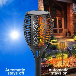 Flambeau solaire LED avec ampoule effet feu
