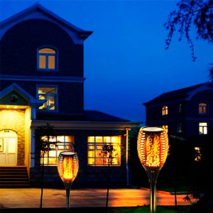 Flambeau solaire LED avec ampoule effet feu