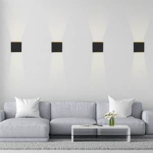 Lot de 4 appliques murales d'intérieur, appliques murales LED modernes en  aluminium, applique murale câblée haut et bas, blanc chaud