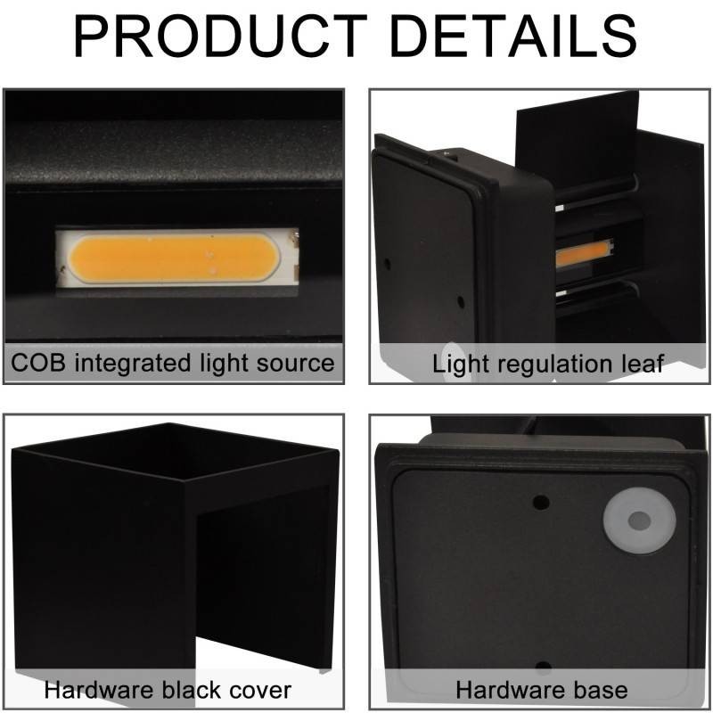 Lot de 8 appliques murales "KURTIN" 6W ouverture lumineuse réglable