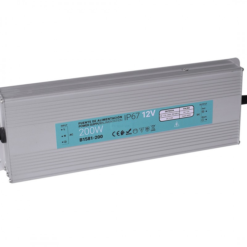 Transformateur étanche 200W 12V DC 16.6A IP67 Transformateur étanche 200W 12V DC 16.6A IP67