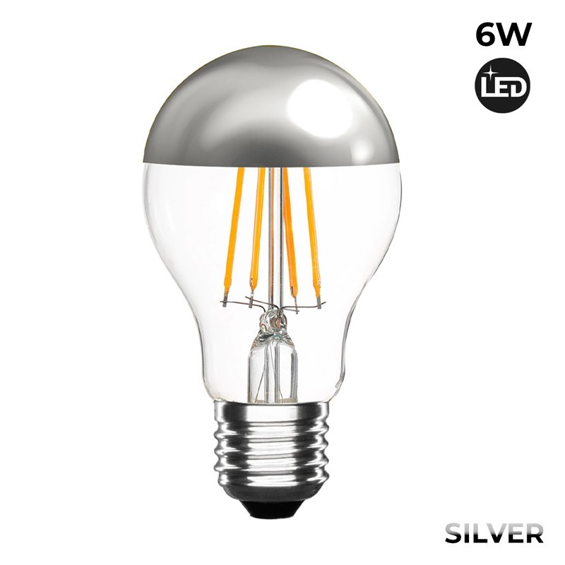 Ampoule LED effet miroir argenté E27 6W