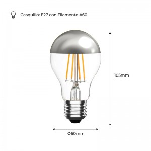 Ampoule LED effet miroir argenté E27 6W