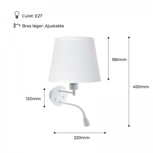 Applique liseuse led flexible pour fixation murale