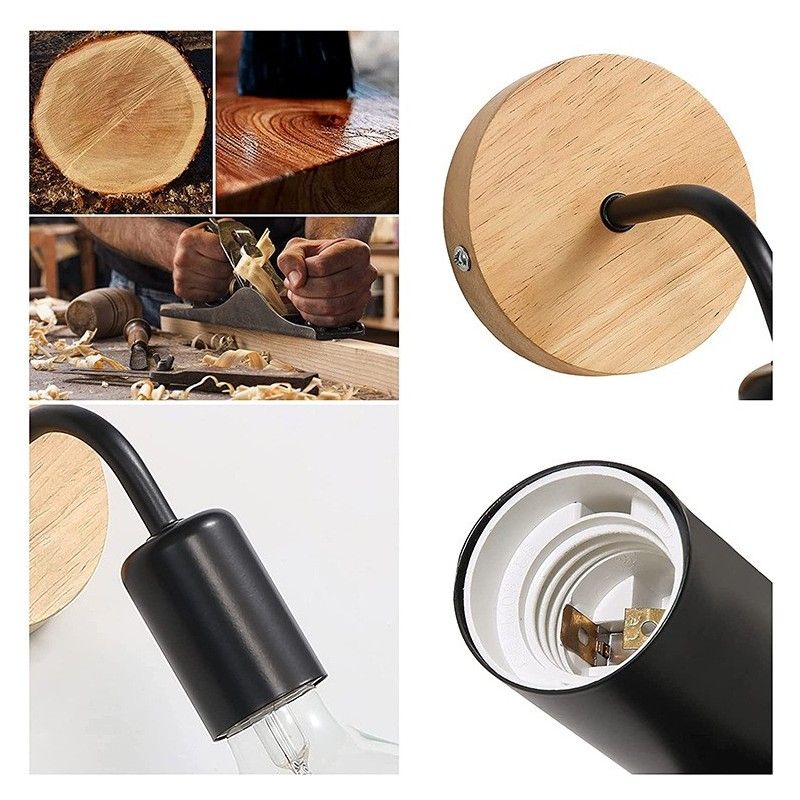 Lot  2 Appliques murales en bois avec métal flexo