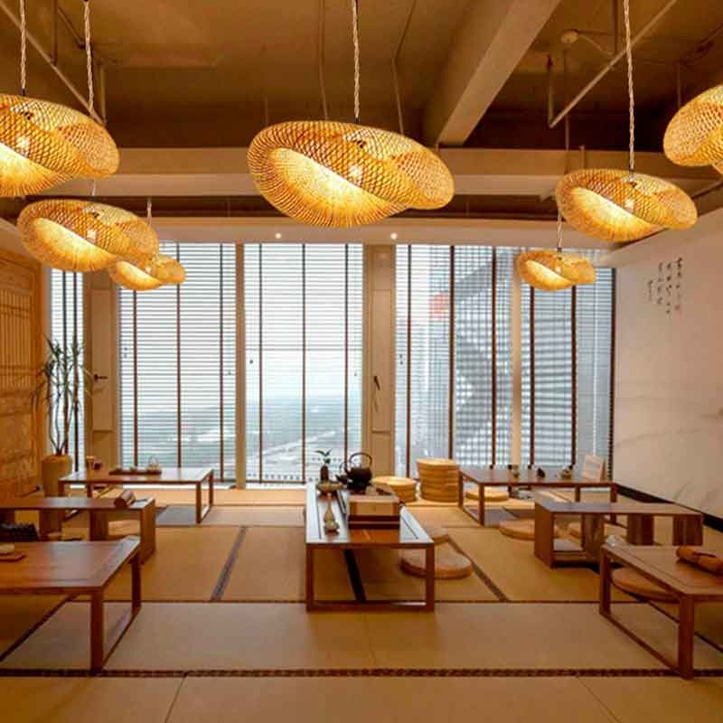 Lampe suspendue en bambou naturelle vimet lite Lampe suspendue en bambou naturelle vimet lite