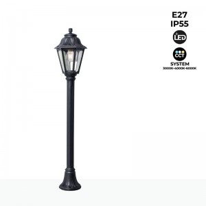 Lampadaire "Mizar/Anna" E27 CCT IP55 en noir