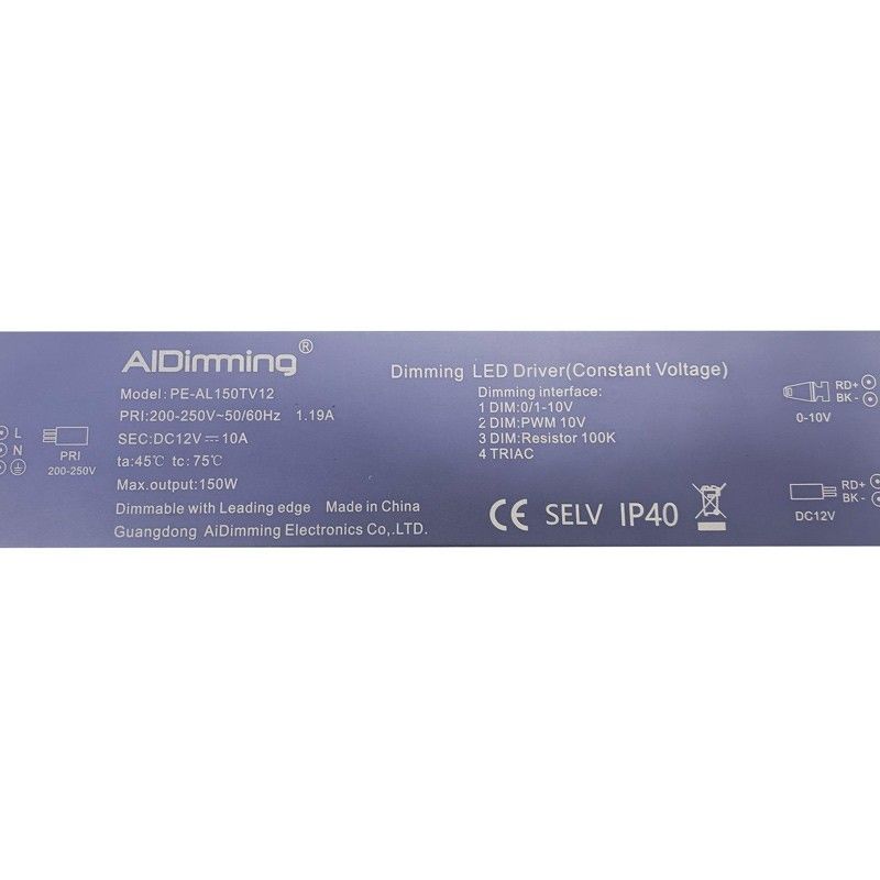 Driver dimmable Triac 150W 12V 12A IP40 Driver dimmable Triac 150W 12V 12A IP40