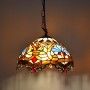 Lampe à suspension d'inspiration Tiffany avec mosaïque florale en verre
