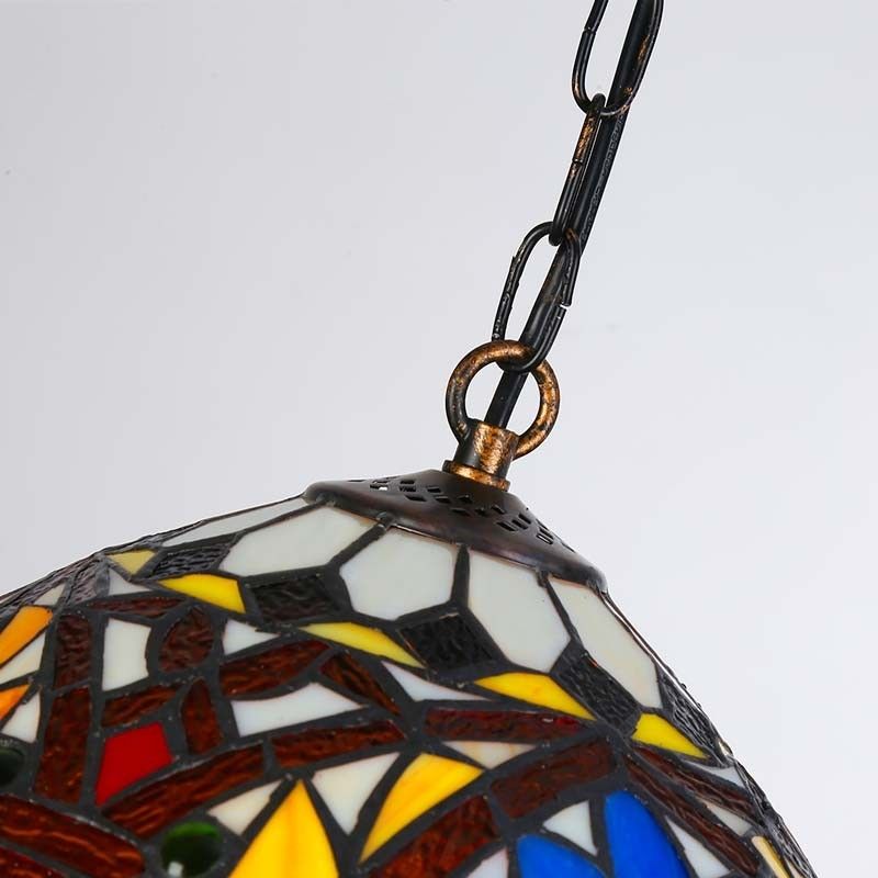 Lampe à suspension d'inspiration Tiffany avec mosaïque florale en verre Lampe à suspension d'inspiration Tiffany avec mosaïque florale en verre