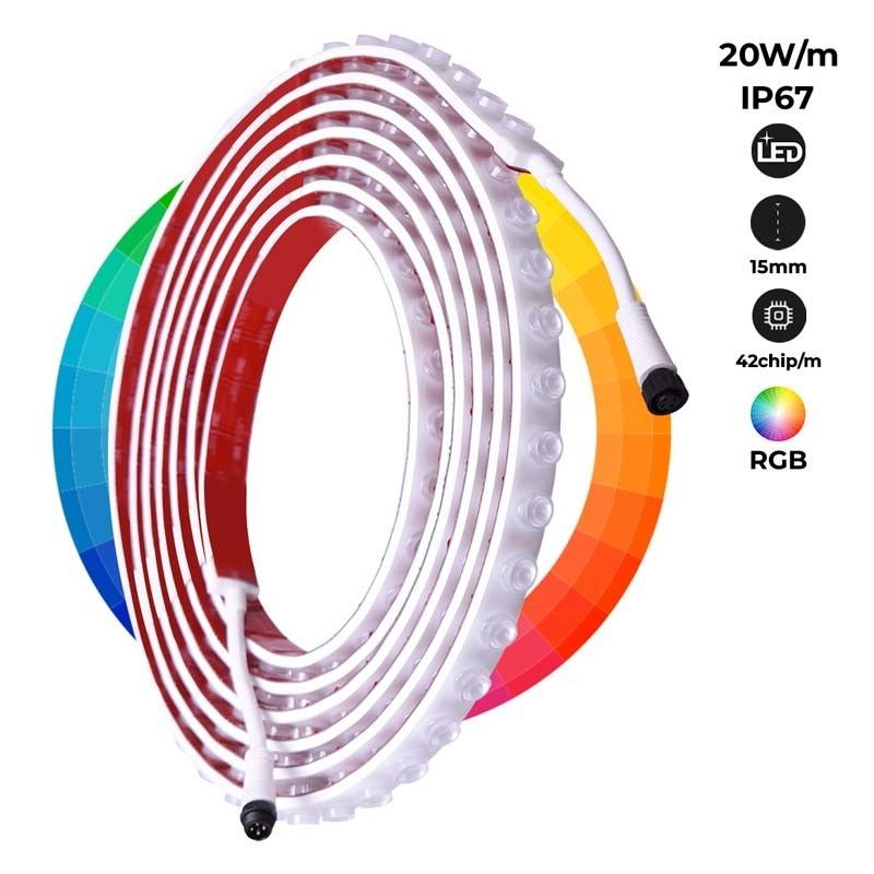 Lèche-mur flexible LED 24V RGB - 5 mètres IP67