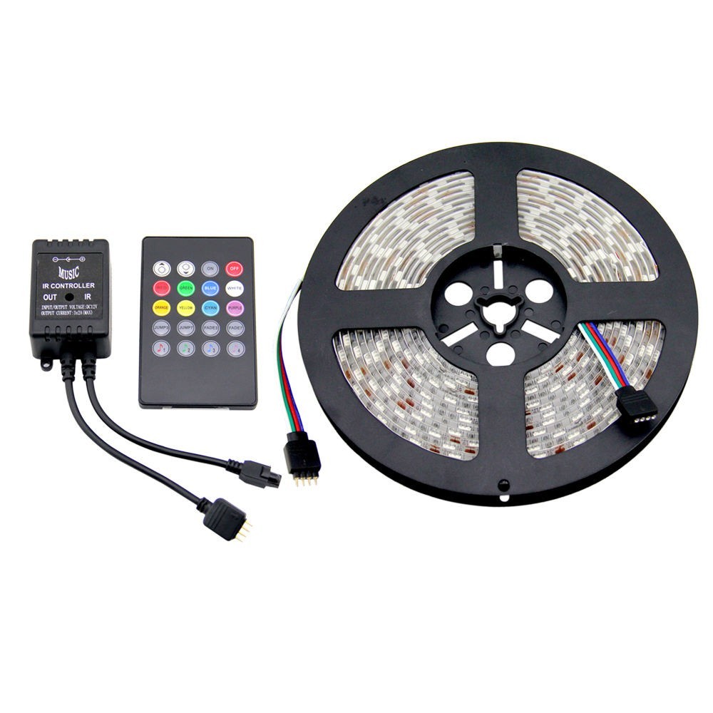 Kit Ruban LED RGB musical 5m , alimentation 12v, télécommande 24 touches