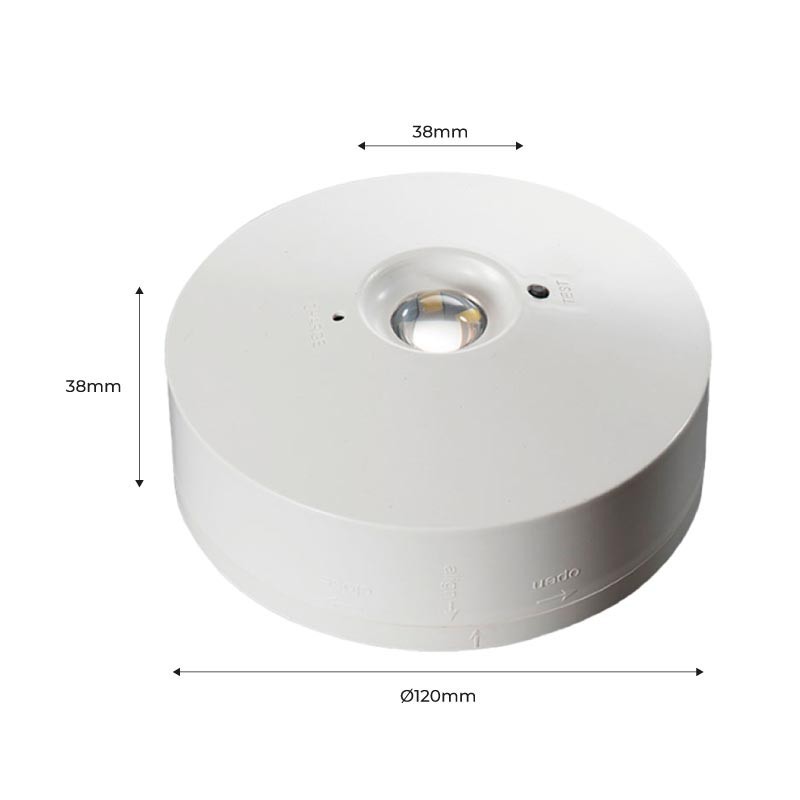 Encastré LED blanche HELP avec éclairage de secours avec batterie 3h  incluse 1,2W 4000K (lumière naturelle)