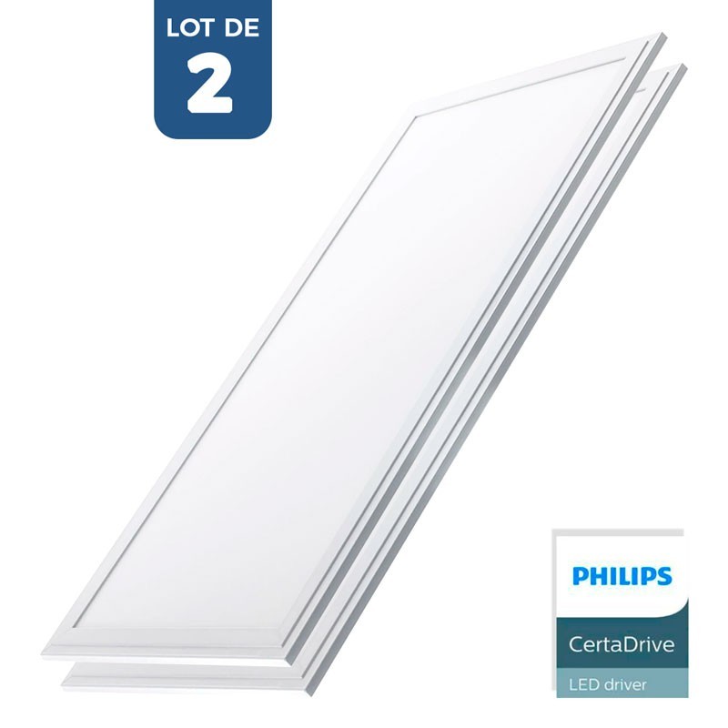 Pack de 2 panneaux minces LED 120x30cm 44W 3980lm UGR19