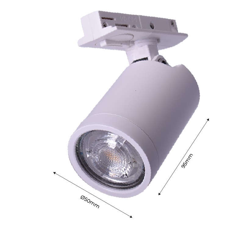 Spot sur rail monophasé avec douille GU10 Spot sur rail monophasé avec douille GU10