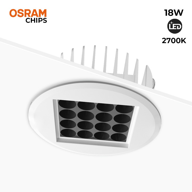 Spot Led encastrable 18W 24º UGR18 puce Osram