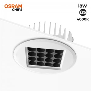 Spot Led encastrable 18W 24º UGR18 puce Osram