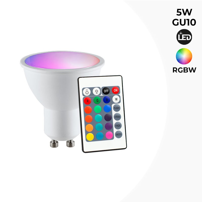 Kit 4 Ampoules GU10 LED RGB + 1 Télécommande Avec Mémoire - 17 Couleurs Changeantes, Marque Sodial, Neuf