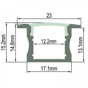 Profilé aluminium 23x15 mm pour encastrer (2 m)