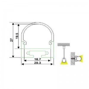 Profilé aluminium à suspendre ou à fixer au mur 20x27mm (2 m)