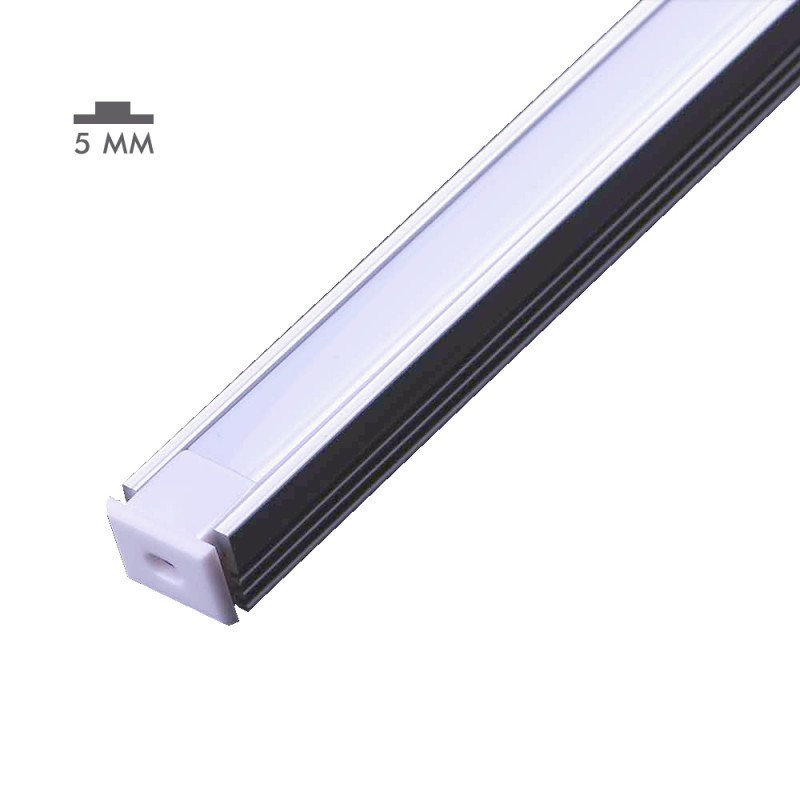 Profilé Aluminium En Saillie 8x8 Cm Pour Ruban LED - 2 Mètres, Noir Et Transparent - Idéal Pour éclairage Discret Intérieur Et Meubles