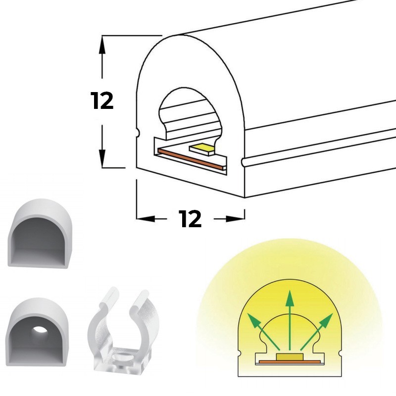 Bouchons en silicone pour néons LED réf. N1212-10M