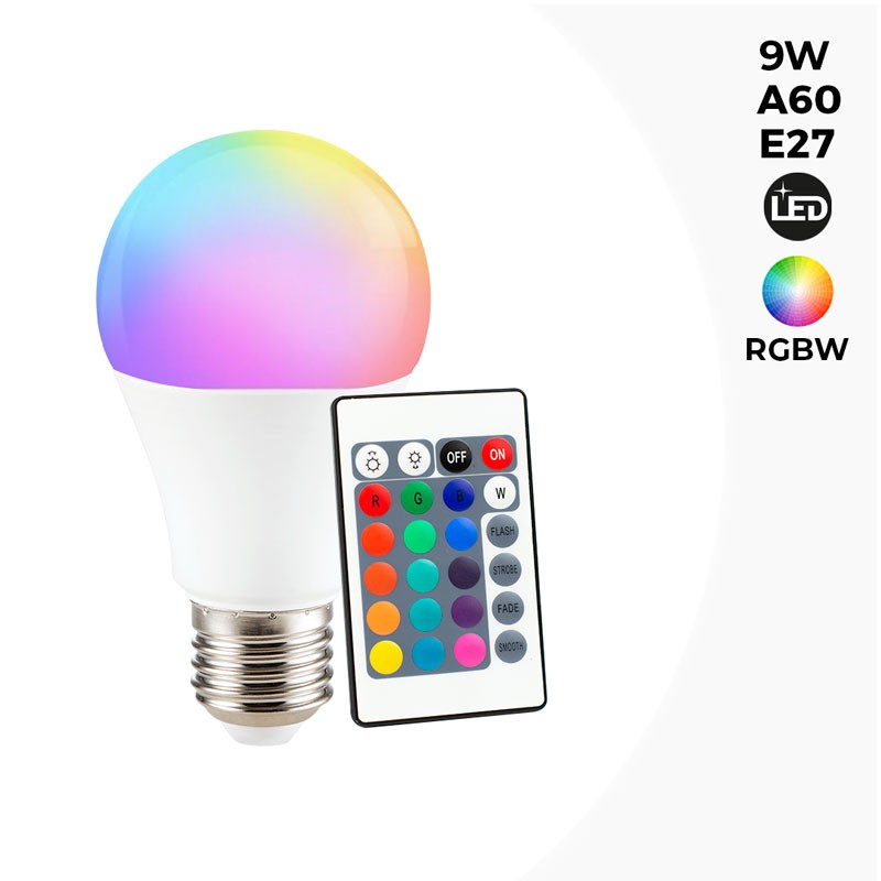 Acheter ampoule LED RGBWW A60 E27 10W avec télécommande