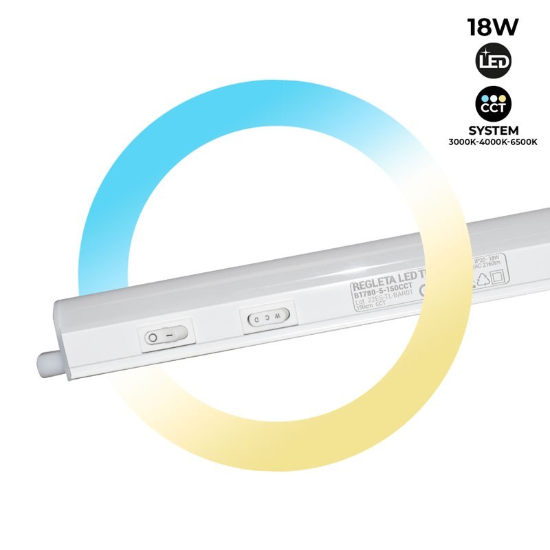 Réglette LED T5 pour dessous de meuble - 150 cm - 18W opal - CCT