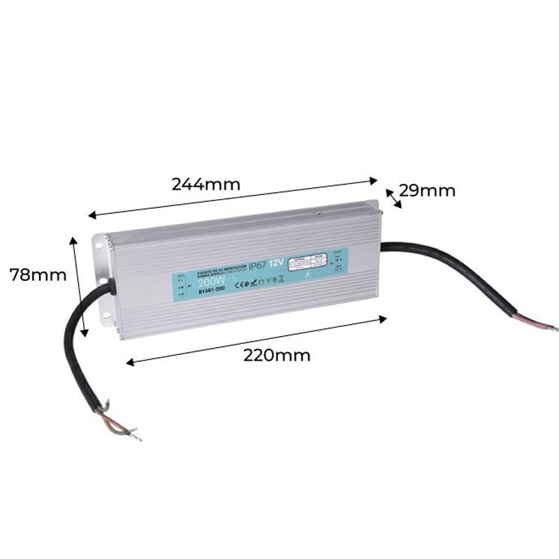 CPROSP Transformateur 220v 12v 200W, Convertisseur 220v 12v Etanche IP67,  Driver LED 12v 16,7A, Transformateur Projecteur Piscine 220v 12v :  : Bricolage