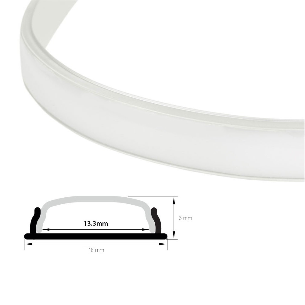 Diffuseur opaque 18mm, 2 mètres pour profilé flexible 18x6mm